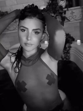 Andrea Botez nude bathing video showing off her big breasts!!!