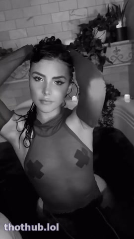 Andrea Botez nude bathing video showing off her big breasts!!!