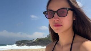 Olivia Rodrigo nude showing off her big breasts on the beach!!!
